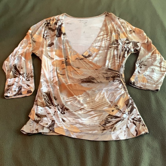 Coldwater Creek Tops - Coldwater Creek floral crossover top. 3/4 length sleeves.  Size medium
